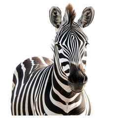 Wall Mural - zebra face shot isolated on transparent background