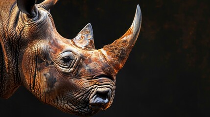 Poster - Close up of a rhino's face, suitable for wildlife and animal themes