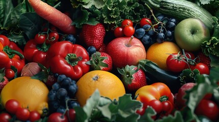 Aufkleber - A variety of fruits and vegetables, perfect for healthy eating concepts