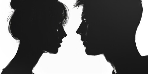 Aufkleber - A silhouette of a man and a woman standing together. Suitable for various concepts and designs