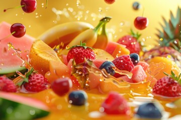 Poster - A close-up shot of a plate filled with fresh and colorful fruits. Perfect for healthy eating concepts
