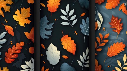 Poster - Four unique designs of autumn leaves, perfect for seasonal projects