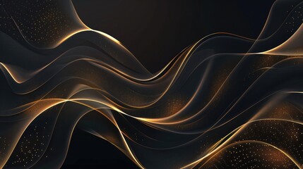 Poster - Abstract black and gold waves background, suitable for luxury designs