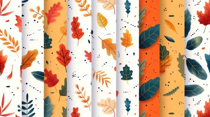 Poster - A collection of four unique leaf patterns. Great for nature and botanical themes