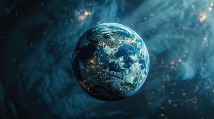 Poster - A stunning view of the Earth from space, illuminated at night. Perfect for scientific or environmental projects