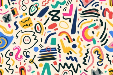 Poster - Vibrant pattern of letters and numbers on a white background. Ideal for educational materials