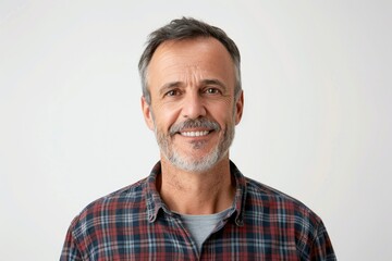 Poster - A man wearing a plaid shirt and sporting a mustache. Ideal for various projects