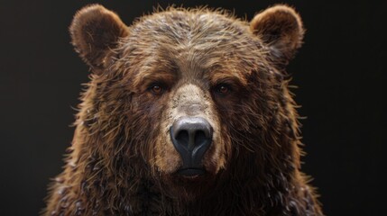 Aufkleber - A detailed view of a brown bear's face. Suitable for wildlife or nature concepts