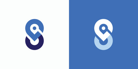 Poster - vector logo design illustration of a location pin shape with a combination of abstract letter s init