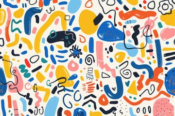 Poster - An abstract painting showcasing a variety of shapes and sizes. Suitable for art enthusiasts and interior designers