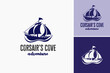 Corsair's Cove logo design template, Logo for Corsair Cove Adventure, a versatile design for travel agencies, outdoor recreation companies, seaside resorts, and water sport businesses.