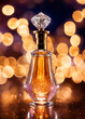 bottle of perfume on a shiny background. Selective focus.