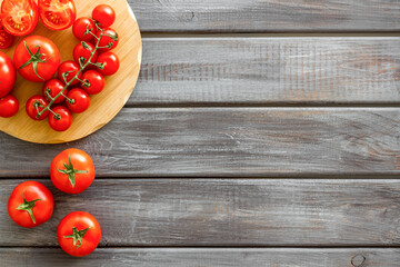 Wall Mural - Fresh tomatoes for cooking on board. Cooking background