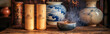 Panoramic banner with traditional asian tea ceremony accessories
