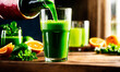 green smoothie in a glass. Selective focus.