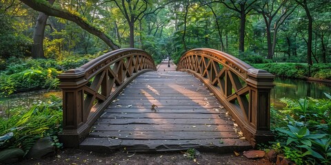 central park panorama with bow bridge, new york city
