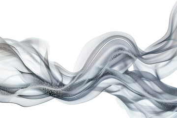 Abstract Silver Smoke Flow on White Background for Modern Design  -  Isolated on Transparent White Background

