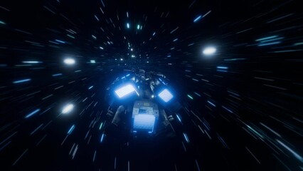 Wall Mural - spaceship travelling in deep space