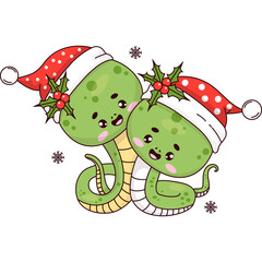 Sticker - Couple Christmas snake