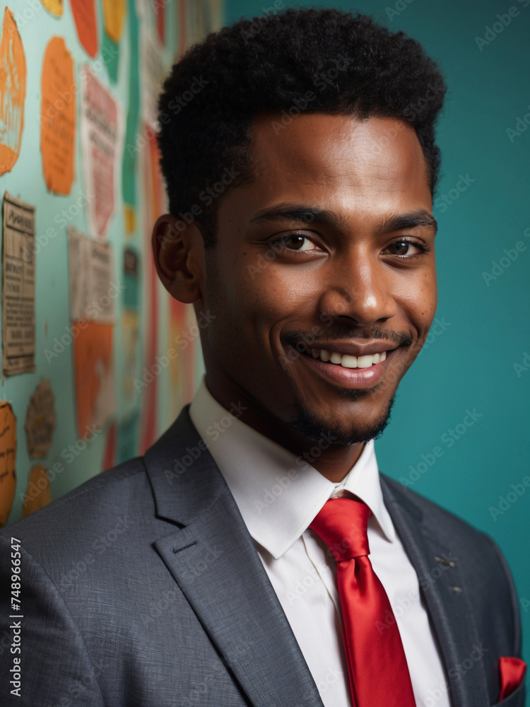 Retrato de empresario afroamericano carismático con traje y corbata ...