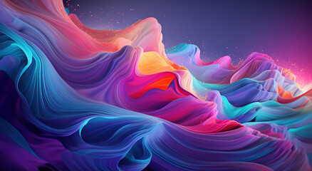 Wall Mural - Abstract colorful nebula waves background landscape, blue, yellow, purple, red rainbow colors