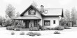 White Background House Drawing for Isolation Generative AI