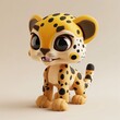 A miniature model of a cute cheetah isolated on a pastel cream background. Square format.
