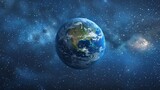 Fototapeta Kosmos - Three dimensional render of planet earth floating in outer space