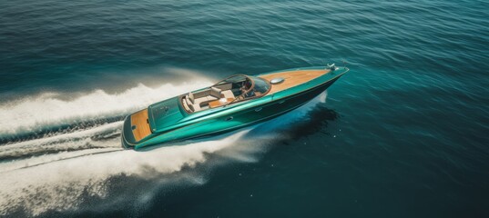 Wall Mural - aerial photo of a speed boat in the ocean