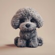 A miniature model of a cute dog or poodle isolated on a pastel cream background. Square format.