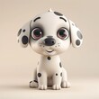 A miniature model of a cute dog isolated on a pastel cream background. Square format.