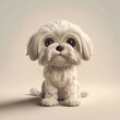 A miniature model of a cute dog isolated on a pastel cream background. Square format.