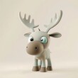 A miniature model of a cute moose isolated on a pastel cream background. Square format.