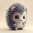 A miniature model of a cute porcupine isolated on a pastel cream background. Square format.