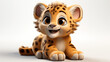 3d cartoon baby lipard on white background