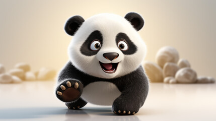 3d cartoon panda on white background