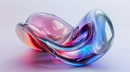 Poster - Stunning twisted glass artwork rendered in 3D with a multitude of vibrant colors against a pastel background