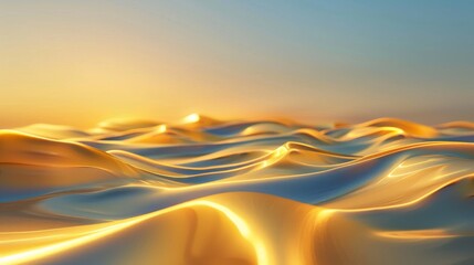 Poster - A serene image evoking the first light of sunrise gently illuminating golden waves, simulating the tranquility of a calm sea