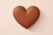Brown heart isolated on background, flat lay, vecor illustration 
