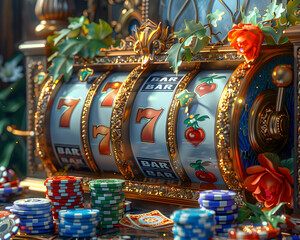 Wall Mural - an image of online slots and gambling card