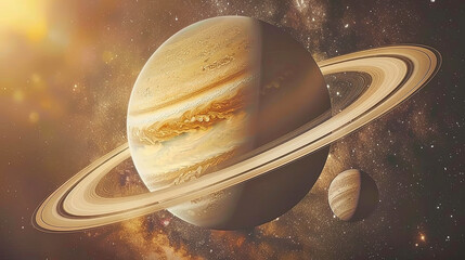 Wall Mural - saturn's majestic rings surrounding the planet create pictures of incredible beauty and myst