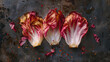 Red radicchio cut in halves and fried