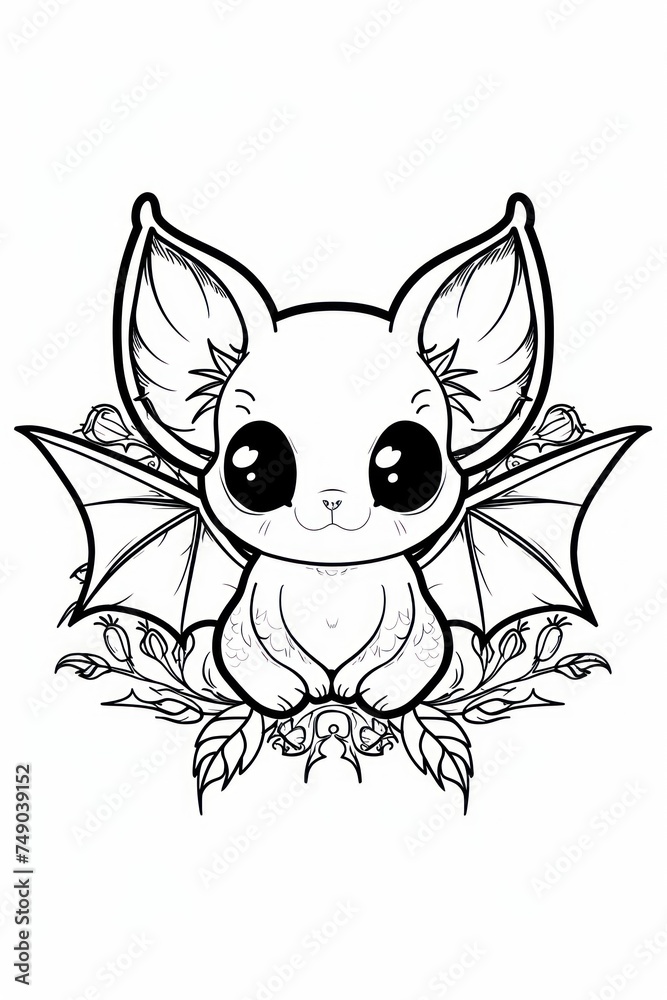 Printable Bat Coloring Pages Stock Illustration | Adobe Stock
