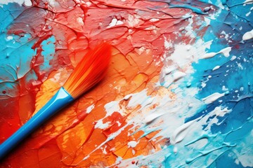 Wall Mural - a paintbrush on a colorful surface