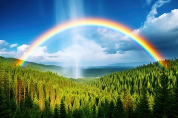 a rainbow over a forest