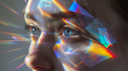 Poster - An abstract image showcasing the dispersion of light into a spectrum on a reflective surface