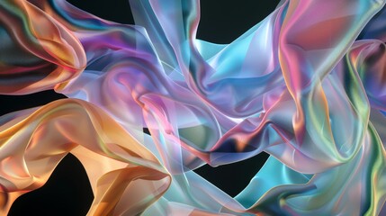 Aufkleber - An intricate image showcasing a delicate play of light and shadow on multifaceted silk textures, emanating a sense of depth and dimension