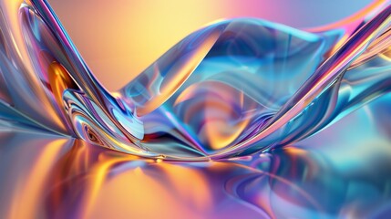 Poster - An abstract creation showcasing a glossy fluid-like structure flowing on a mirrored surface