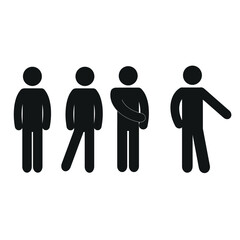 Wall Mural - silhouette of a standing man, people in various poses, pictograms of human figures, flat vector illustration