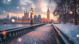 Fototapeta  - UK London big ben clock  and bridge and bus vector illustration